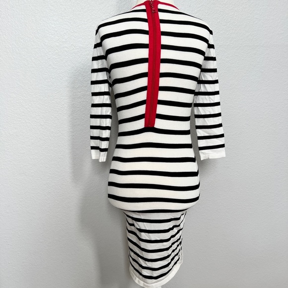 Sale! Intermix Black White Stripe 3/4 sleeve dress Small - Picture 3 of 5